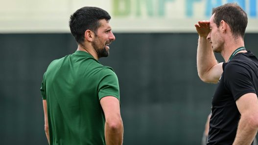 Novak Djokovic et son coach, Andy Murray à Indian Wells. (TennisChannel)