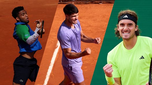 Arthur Fils, Carlos Alcaraz et Stefanos Tsitsipas se sont qualifiés pour les quarts de finale à Monte-Carlo. (Getty Image)