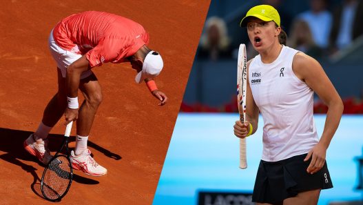 Novak Djokovic s'est incliné pendant qu'Iga Swiatek s'est imposée aujourd'hui au Mutua Madrid Open. (Getty Images)