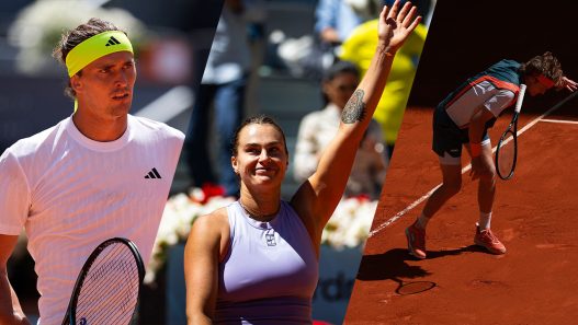 Alexander Zverev et Aryna Sabalenka ont bataillé pendant qu'Andrey Rublev a perdu ce dimanche au Mutua Madrid Open. (Getty Images)