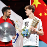 Jannik Sanner avec Novak Djokovic en finale du Shanghai Rolex Masters 2024 à Shanghai. (Sipa US/Alamy Live News)