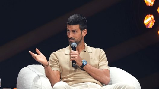 Novak Djokovic lors d'une interview donnée au Six Kings Slam à Riyadh. (Photo by Amal Alhasan/Getty Images for GEA)