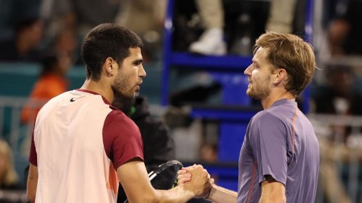 En 2025, David Goffin décrochait la plus grande victoire de sa carrière en battant Carlos Alcaraz à Miami (Getty Images)