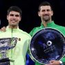 Carlos Alcaraz et Novak DJokovic lancent leur tournoi ce samedi à Indian Wells (Clive Brunskill/Getty Images)