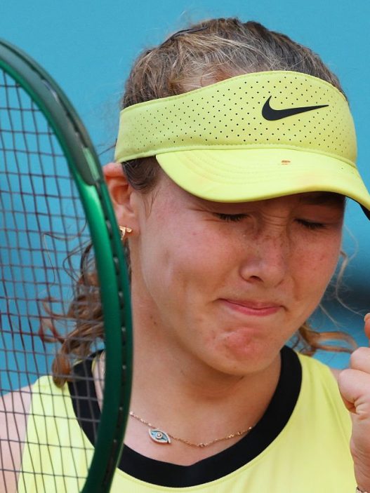 Mirra Andreeva après sa victoire en huitièmes de finale du WTA 1000 de Madrid (David Ramos/Getty Images)