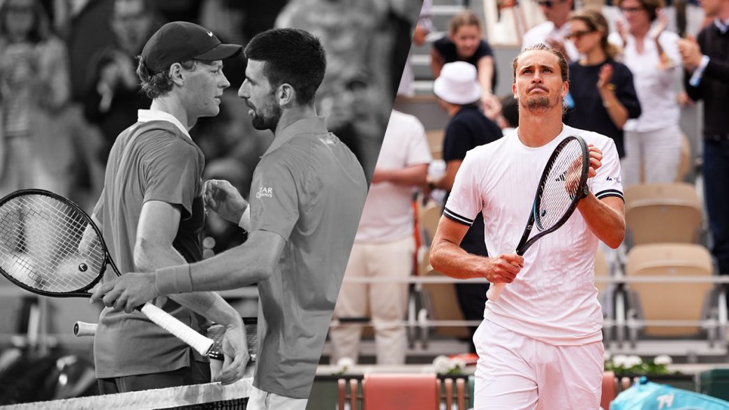 Alexander Zverev, toujours en lice, aux côtés de Jannik Sinner et Novak Djokovic, éliminés de Roland-Garros 2026. (Getty Images)