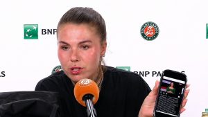 Oleksandra Oliynykova a livré une conférence de presse particulièrement forte ce samedi. (Getty Images)