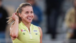 Maja Chwalinska lors de sa qualification en finale de Roland-Garros (Emilian Baldow/Icon Sport via Getty Images)