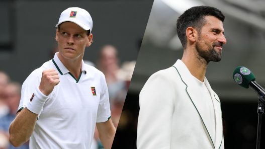 Jannik Sinner et Novak Djokovic avant leur troisième tour à Wimbledon 2026. (Getty Images)