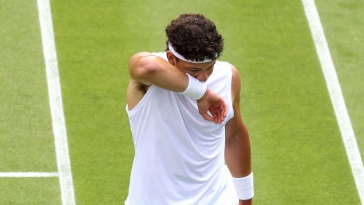 Ben Shelton lors de son élimination au premier tour de Wimbledon 2026 (Matthew Stockman/Getty Images)