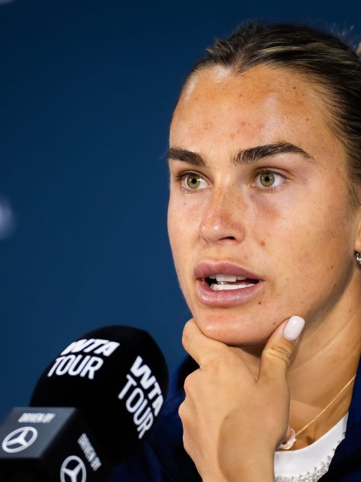Aryna Sabalenka en conférence de presse avant le WTA 1000 de Toronto (Prange/Getty Images)