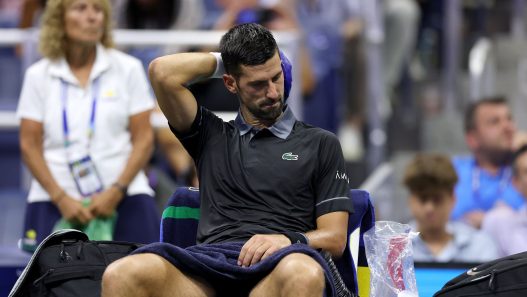 Novak Djokovic lors de son premier match à l'US Open 2026 (Mike Stobe/Getty Images)