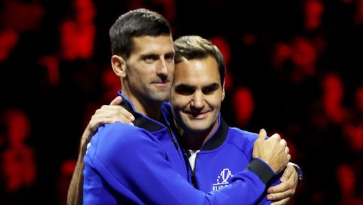 Roger Federer et Novak Djokovic lors de la Laver Cup 2022 (Clive Brunskill/Getty Images for Laver Cup)