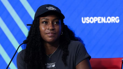 Coco Gauff en conférence de presse à l'US Open 2026 (Caleb Bowlin/Getty Images)