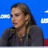 Aryna Sabalenka en conférence de presse à l'US Open 2026 (Caleb Bowlin/Getty Images)