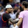 Karen Khachanov et Nick Kyrgios en quarts de finale de l'US Open 2022 (Julian Finney/Getty Images)