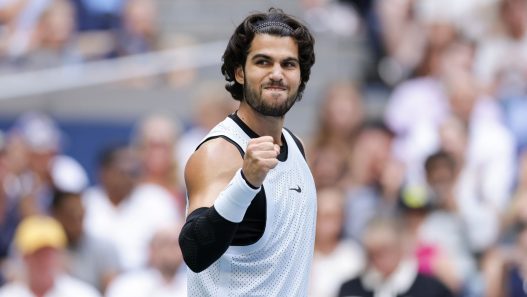 Carlos Alcaraz lors de son huitième de finale à l'US Open (Simon Bruty/USTA via Getty Images)