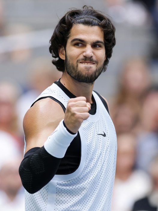 Carlos Alcaraz lors de son huitième de finale à l'US Open (Simon Bruty/USTA via Getty Images)