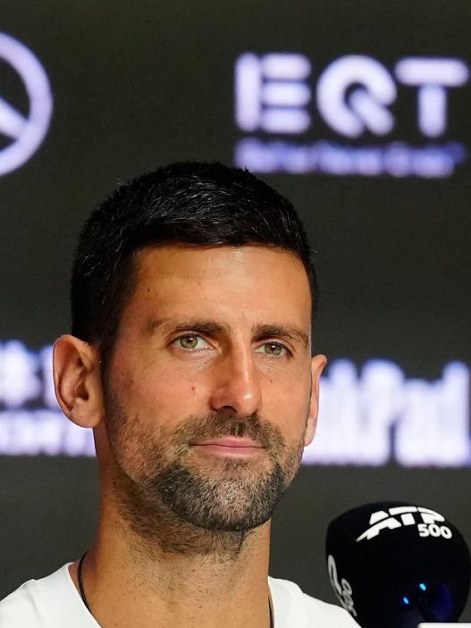 Novak Djokovic en conférence de presse avant le tournoi ATP 500 de Pékin (Fred Lee/Getty Images)