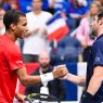 Félx Auger-Aliassime ett Quentin Halys lors de la première journée de Coupe Davis (Minas Panagiotakis/Getty Images for World Tennis)