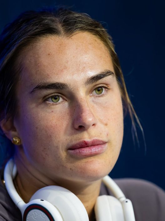Aryna Sabalenka en conférence de presse à l'US Open (Robert Prange/Getty Images)