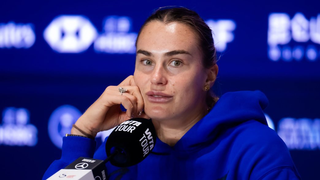 Aryna Sabalenka en conférence de presse au WTA 1000 de Pékin (Robert Prange/Getty Images)