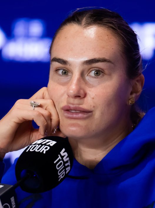 Aryna Sabalenka en conférence de presse au WTA 1000 de Pékin (Robert Prange/Getty Images)