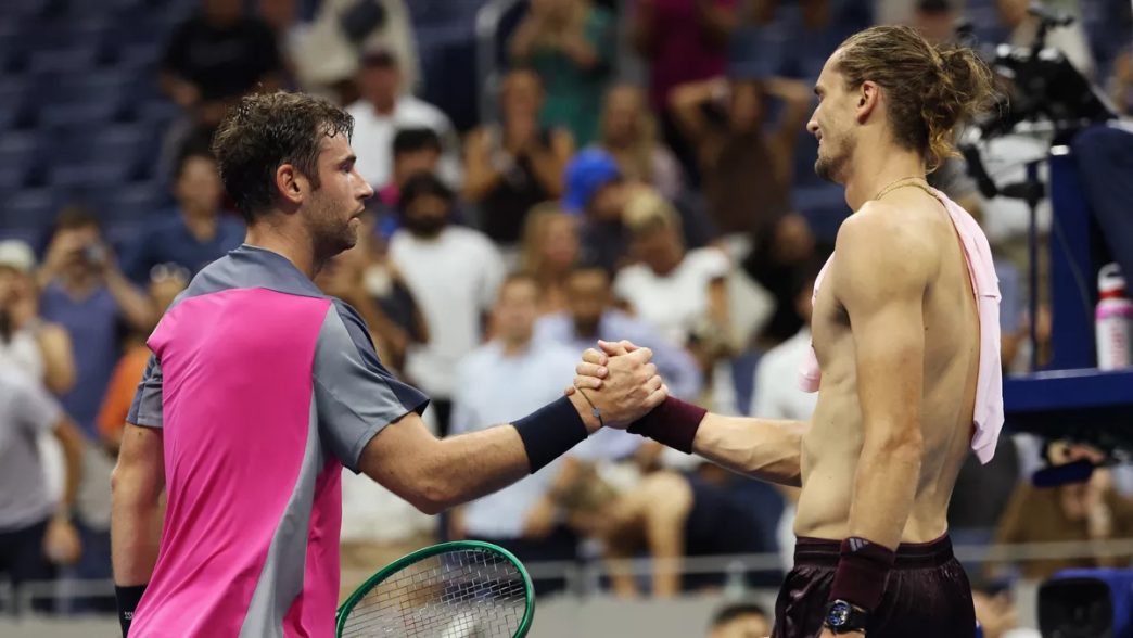 Quentin Halys et Alexander Zverev lors de l'US Open 2026 (Getty Images)