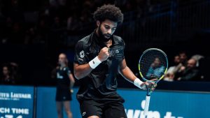 Arthur Fils lors de son premier match au tournoi ATP 250 de Bruxelles 2026 (Héloïse Lebourg/Univers Tennis)
