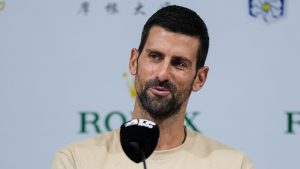 Novak Djokovic en conférence de presse au Masters 1000 de Shanghai (Shi Tang/Getty Images)