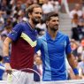 Novak Djokovic et Daniil Medvedev lors de leur dernier match à l'US Open (Sarah Stier/Getty Images)